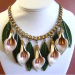 vintage enamel call lilly necklace