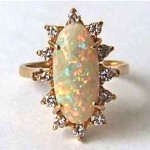 vintage opal and diamond ring