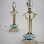 vintage small pair atomic wire table lamps