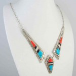 vintage sterling inlay necklace