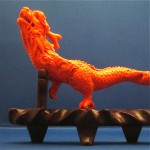 antique c. 1850 chinese carved coral dragon with stand z