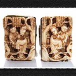 antique chinese carved ox bone and sterling cufflinks