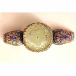 antique chinese sterling enamel white jade bracelet