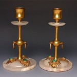 antique late 19th century bronze dore candlesticks