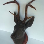 antique late 19th century german black forest carved wood deer head