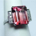 antique tourmaline and diamond platinum ring