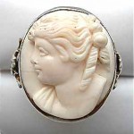 antique victorian angel skin cameo silver ring