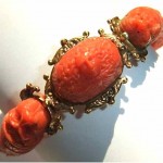 antique victorian carved coral 14k bracelet