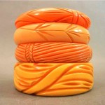 set carved bakelite bracelets