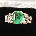 vintage 1920s emerald diamond platinum ring