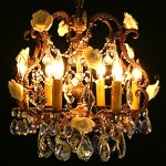 vintage 1950s french petite cage chandelier with porcelain roses 2