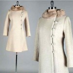 vintage 1960s taupe boucle fur trim coat