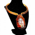 vintage 1960s tortolani tortoise shell scarab necklace