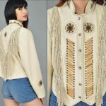 vintage 1970s beaded fringe buckskin jacket