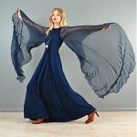 vintage 1970s pleated chiffon angel sleeve maxi dress