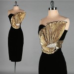 vintage 1980s velvet metallic fan dress