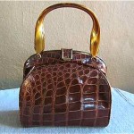 vintage alligator lucite handle purse