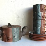 vintage chinese yixing pottery tea set