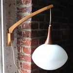 vintage danish modern walnut swag pendant wall light