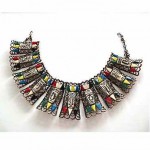 vintage egyptian revival carved resin mask necklace