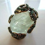 vintage iradj moini rock crystal and jade ring