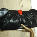 vintage large art deco leather bakelite trim leather clutch