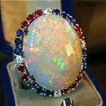 vintage opal diamond sapphire ruby ring