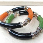 vintage pair jade sterling bracelets