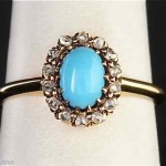 vintage victorian 14k persian turquoise and diamond ring