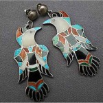 vintage zuni inlay thunderbird earrings