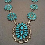 vintage zuni judy wallace turquoise silver necklace