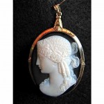 antique 1870s 14k carved hardstone cameo