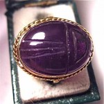 antique eqyptian carved amethyst scarab ring