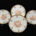 antique limoges hand painted cherubs plates