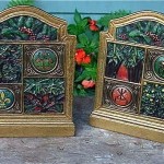 antique tiffany studios bronze enamel bookends