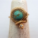 antique victorian 14k diamond turquoise coiled snake ring