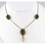 antique victorian 14k genuine scarab beetle necklace