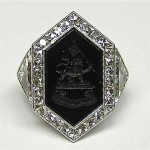 rare historically important vintage onyx diamond platinum ring