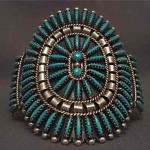 vintage silver needlepoint turquoise bracelet