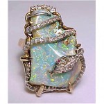 vintage 14k australian opal diamond snake ring z