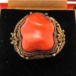 vintage 1930s chinese coral filigree ring