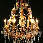 vintage 1940s italian gold leaf tole porcelain cage chandelier