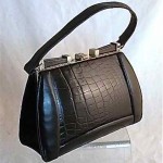 vintage 1940s leather and crocodile handbag