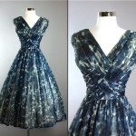 vintage 1950s carol robbins chiffon cocktail dress