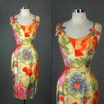 vintage 1950s floral silk dress