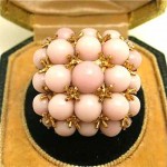 vintage 1960s angel skin coral cocktail ring