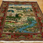 vintage 1960s hand knotted scenic persian rug