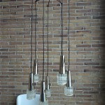 vintage 1970s aluminum and glass danish hanging lamp