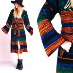 vintage 1970s rainbow hooded wool sweater