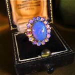 vintage 7 carat black crystal opal ring